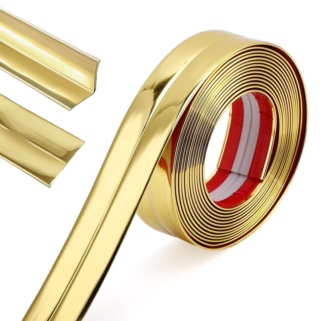 HASTHIP 1 Rolls Golden Wall Molding Trim - Flexible PVC Wall Molding Trim & Corner Guards & Caulk Strip, Apply in Table Edge Door Frame Baseboard for Protection and Decoration, 9.84ft x 0.78in HASTHIP 1 Rolls Golden Wall Molding Trim - Flexible PVC Wall Molding Trim & Corner Guards & Caulk Strip, Apply in Table Edge Door Frame Baseboard for Protection and Decoration, 9.84ft x 0.78in